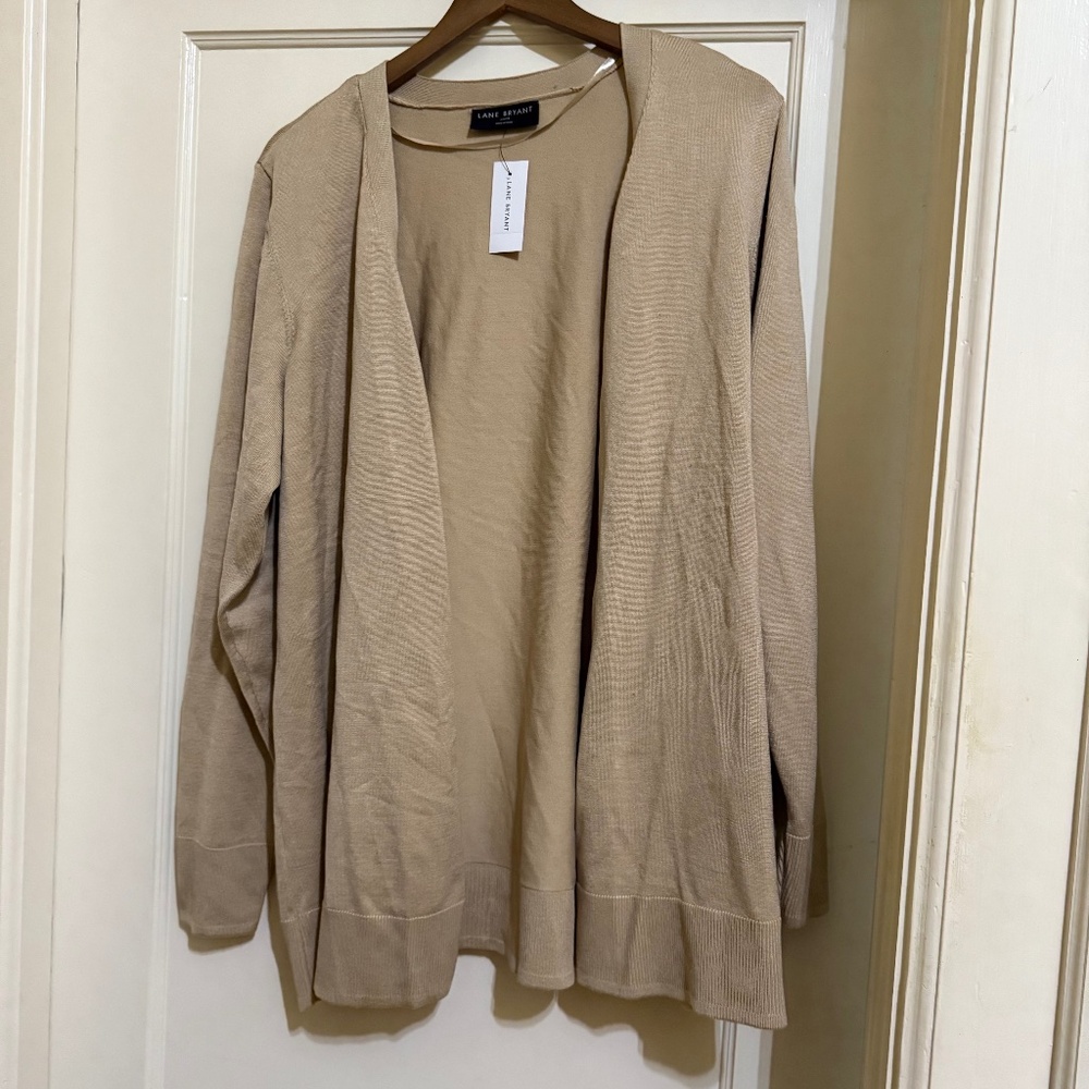SOLD NWT 22/24 Lane Bryant Oatmeal Open Front Long Sleeve Cardigan